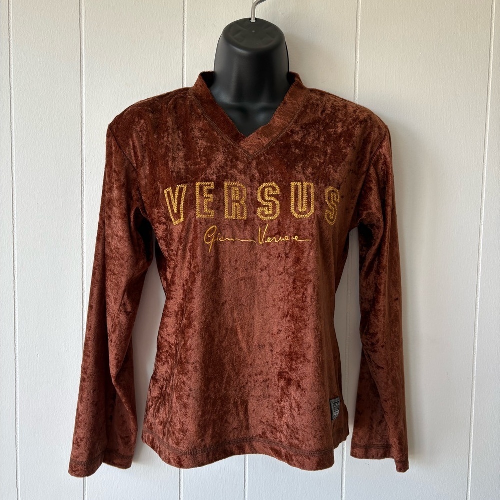 Versus Versace Brown Velvet Long Sleeve Top
